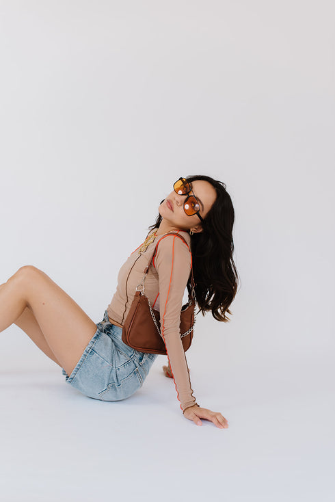 Fast Lane Mesh Top // Tan